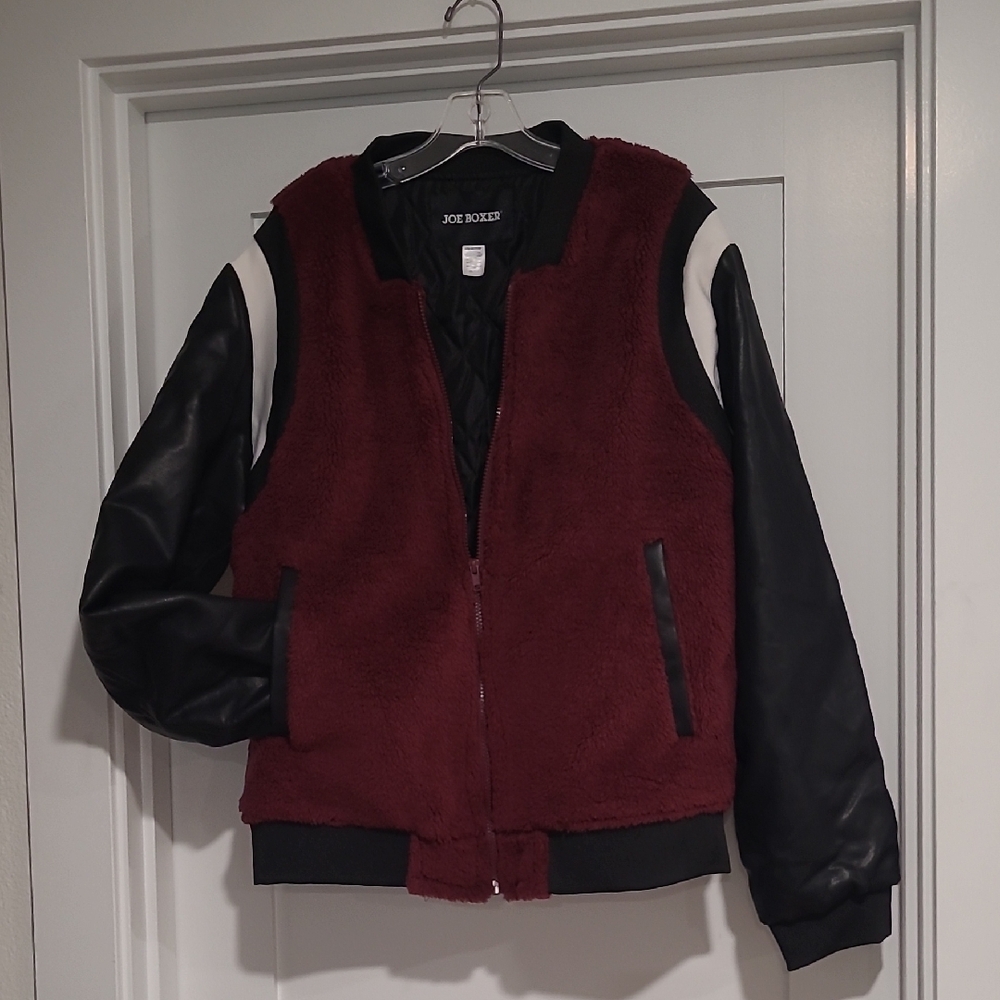 Joe Boxer Maroon and Black Fleece Jacket